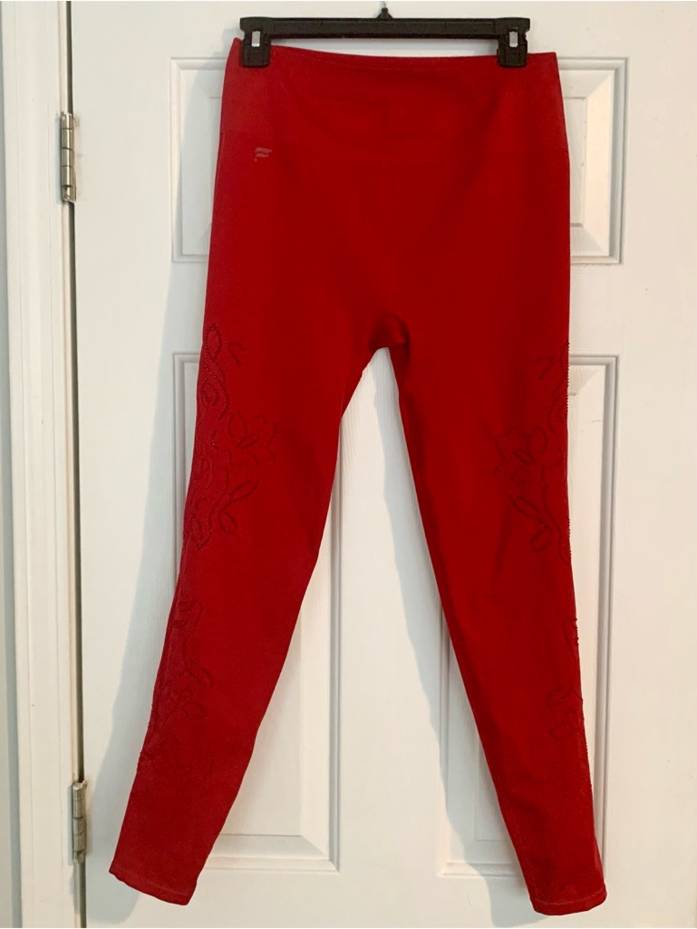 Fabletics High Waisted Lace Seamless Legging Deep Red
